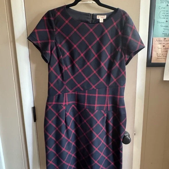 Brooks Brothers | Dresses | Brooks Brothers Black And Red Plaid Midi Dress  | Poshmark